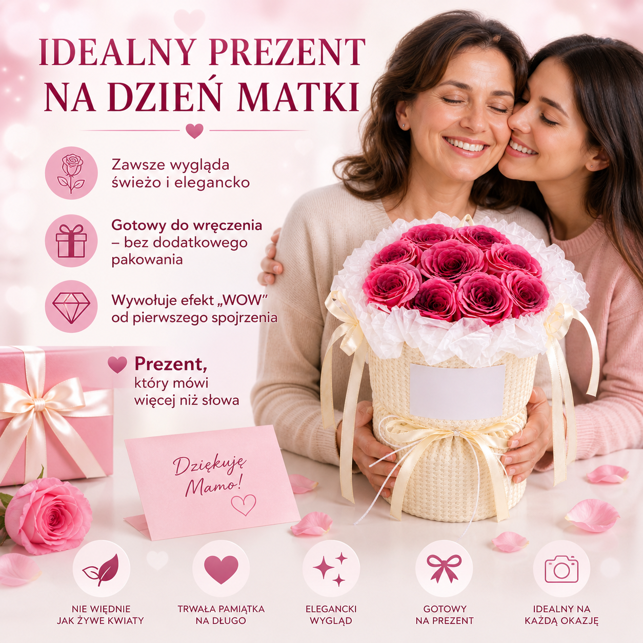 Bukiet Kwiatów Flowerbox Zapachowe Kwiaty Mydlane LED