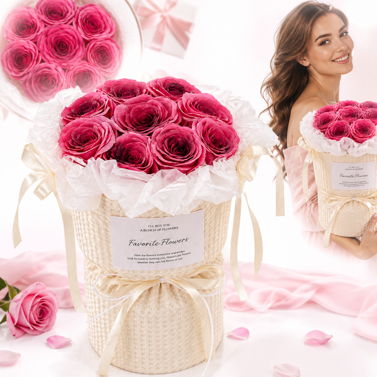 Bukiet Kwiatów Flowerbox Zapachowe Kwiaty Mydlane LED