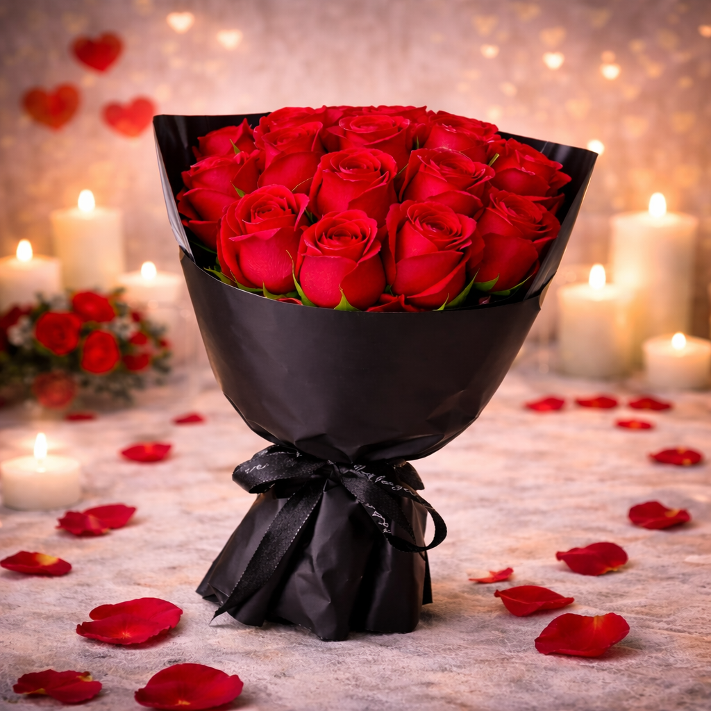 DUŻY BUKIET CZERWONYCH RÓŻ KWIATY MYDLANE PACHNĄCE PREZENT DZIEN KOBIET 37x19cm