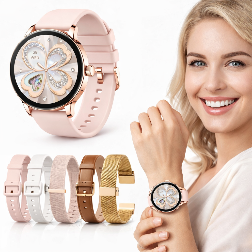 SMARTWATCH DAMSKI 5 PASKÓW GRATIS WODOODPORNY MENU JĘZYK POLSKI
