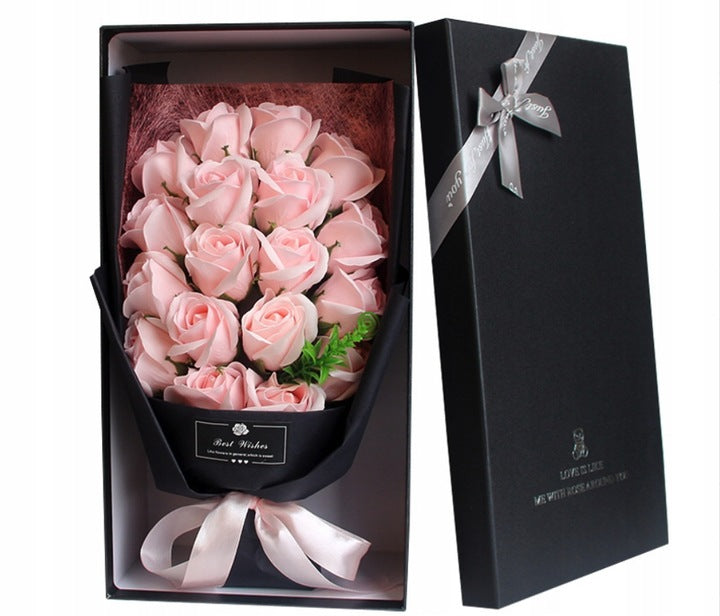 Bukiet Róż Mydlanych XXL Prezent Dla Kobiet Pachnące Kwiaty 18 RÓŻ 35x18cm