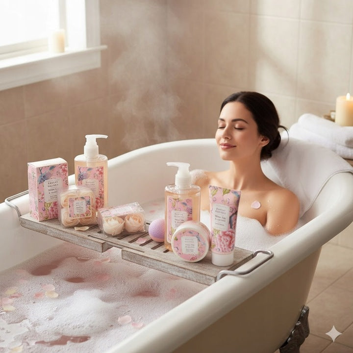 Kosz Prezentowy Kosmetyki Do Kąpieli Morela Biała Herbata