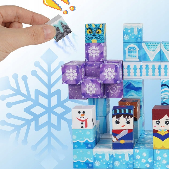 MAGNETYCZNE KLOCKI KONSTRUKCYJNE 3D ZAMEK ŚNIEŻNY PREZENT DLA DZIECI