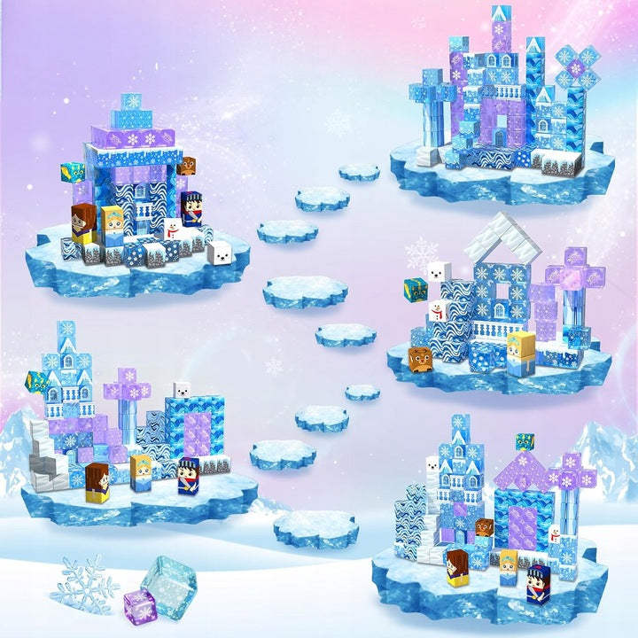 MAGNETYCZNE KLOCKI KONSTRUKCYJNE 3D ZAMEK ŚNIEŻNY PREZENT DLA DZIECI