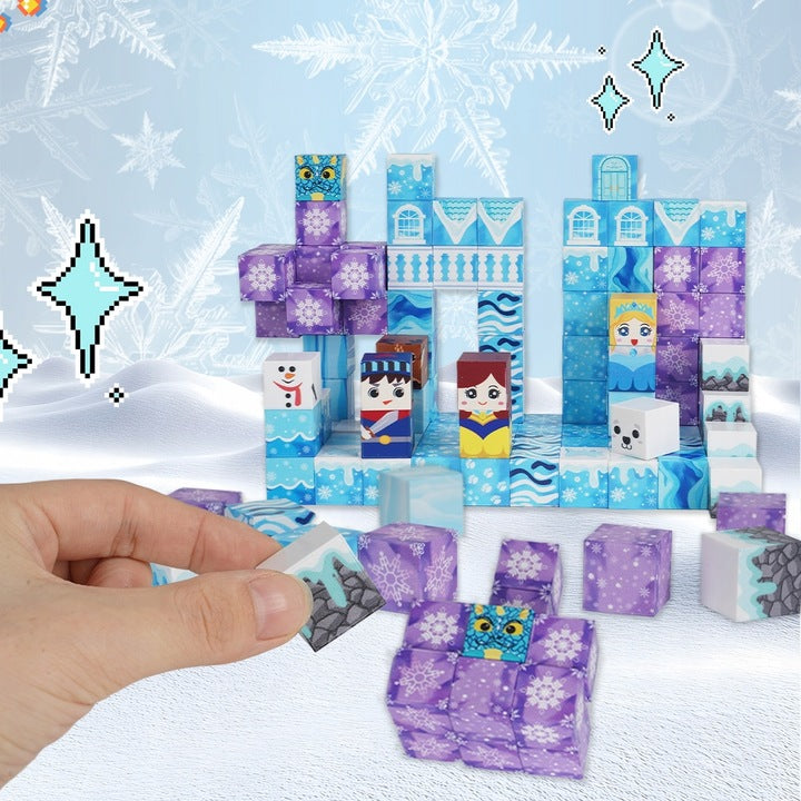 MAGNETYCZNE KLOCKI KONSTRUKCYJNE 3D ZAMEK ŚNIEŻNY PREZENT DLA DZIECI