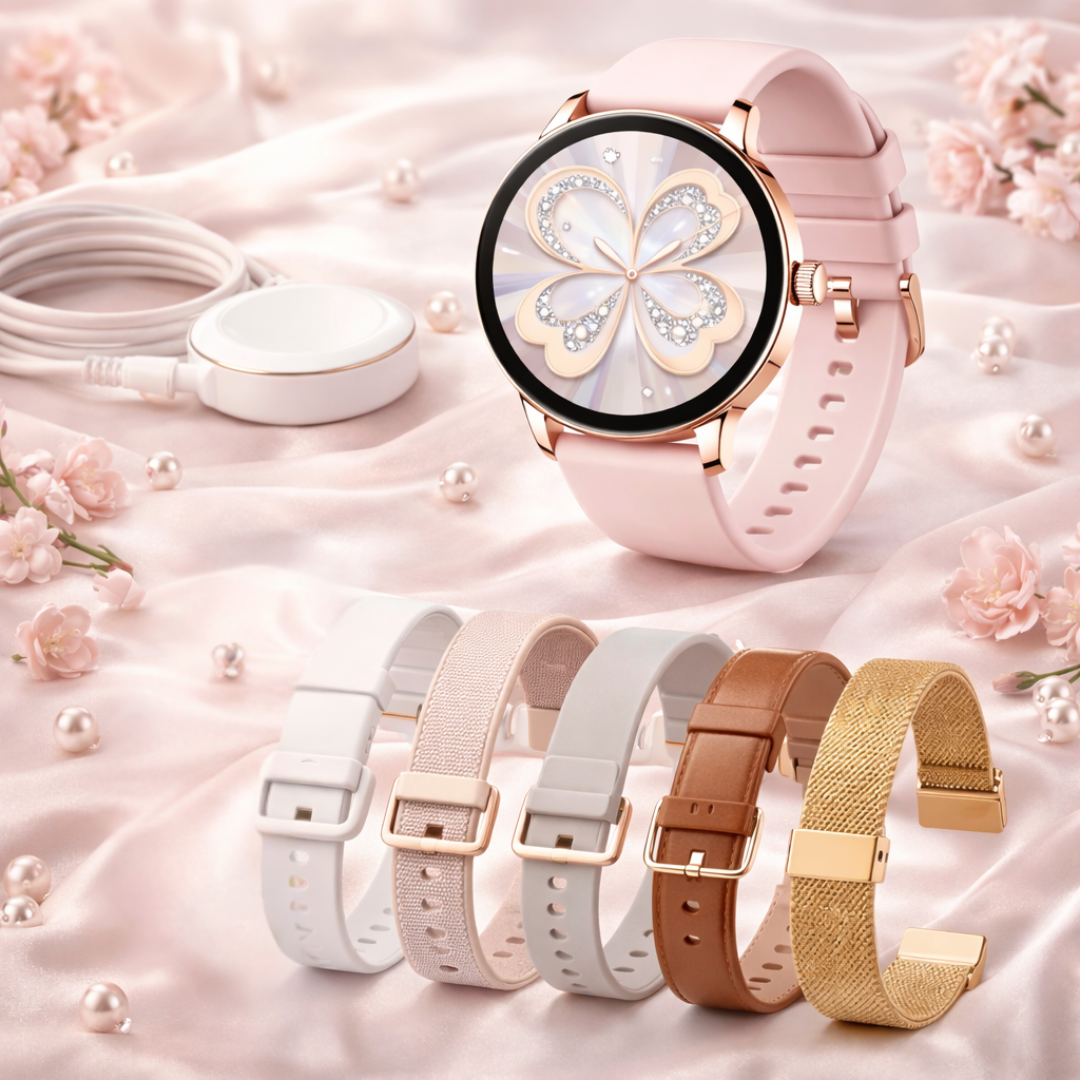 SMARTWATCH DAMSKI 5 PASKÓW GRATIS WODOODPORNY MENU JĘZYK POLSKI