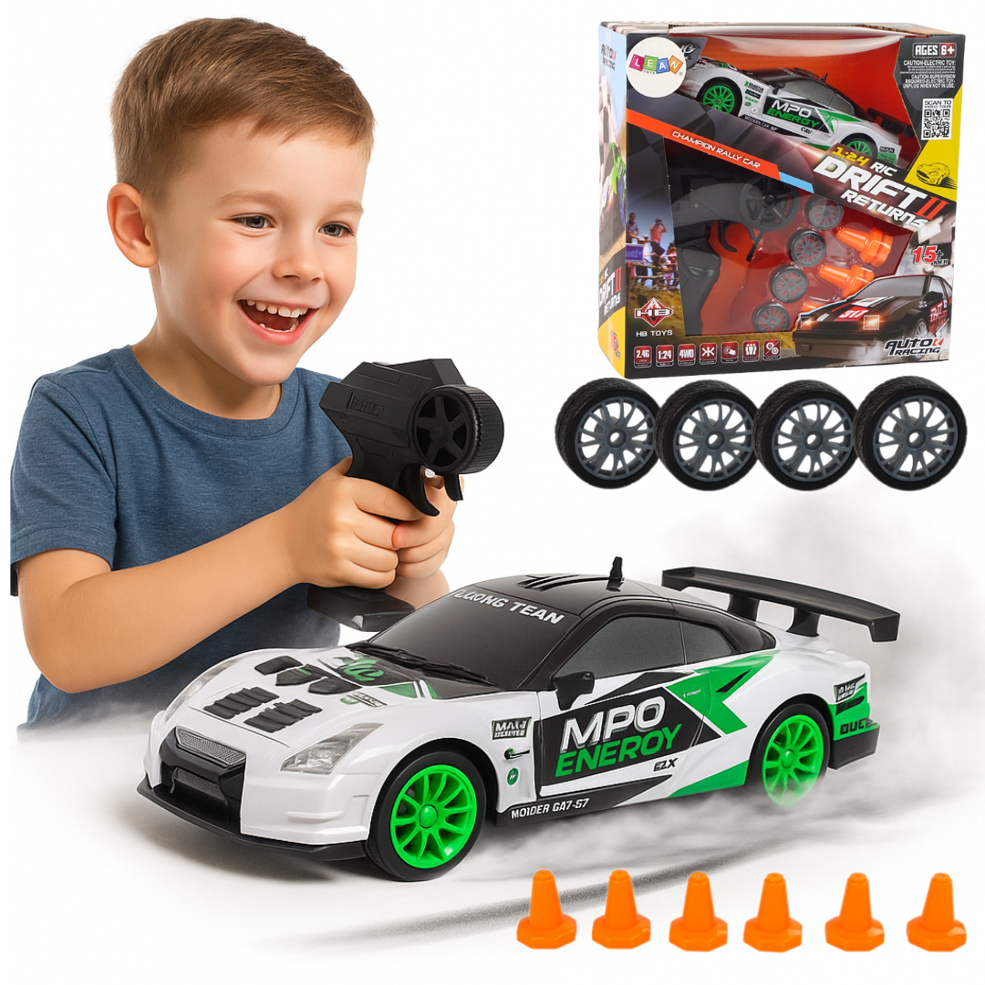 SAMOCHÓD ZDALNIE STEROWANY AUTO SPORTOWE RC DO DRIFTU 15KM/H ZESTAW PREZENT