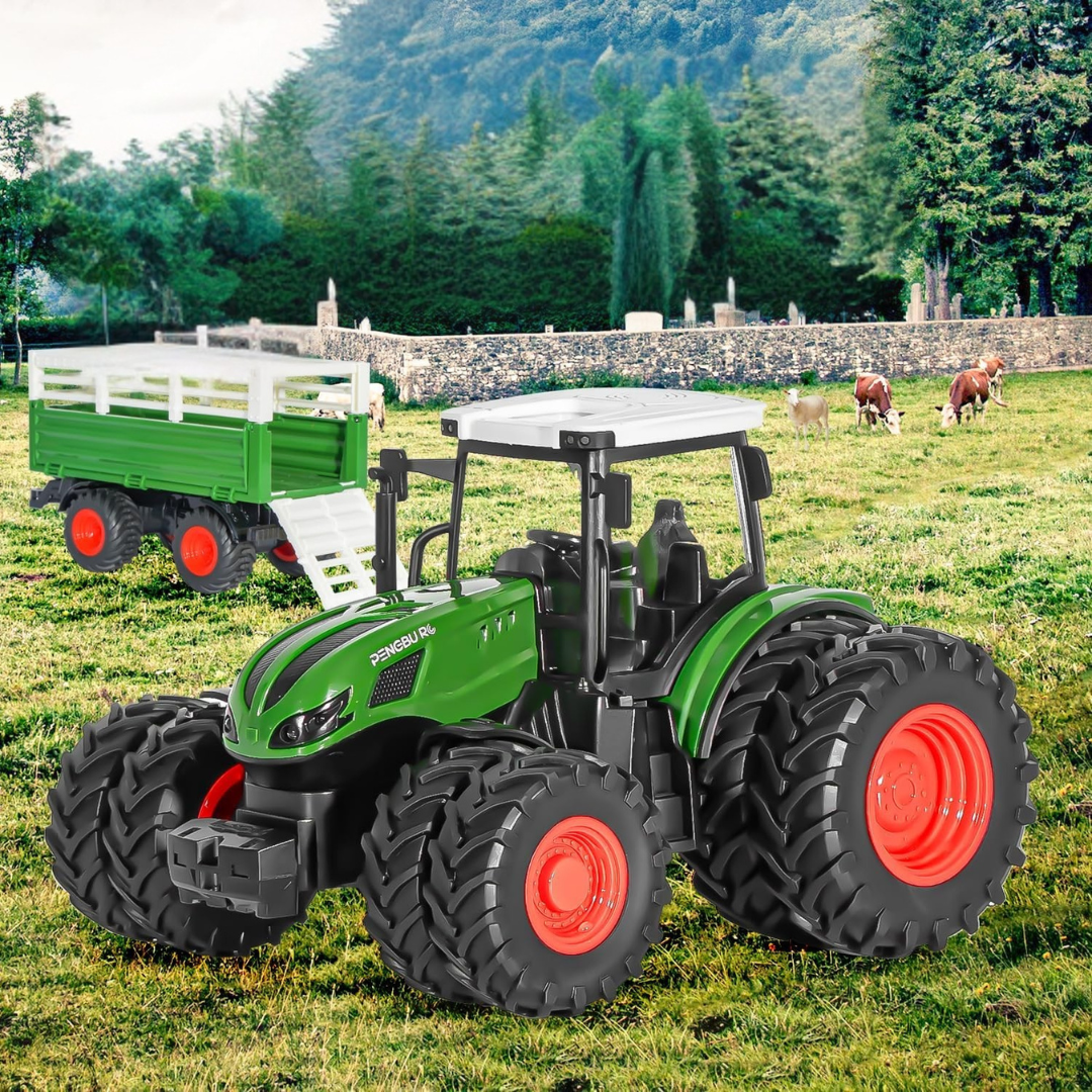 TRAKTOR ZDALNIE STEROWANY DUŻY CIĄGNIK NA PILOTA PRZYCZEPA FARMA PREZENT