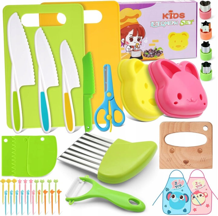 ZESTAW BEZPIECZNYCH NOŻY AKCESORIA KUCHENNE DLA DZIECI DO KROJENIA XL 42EL