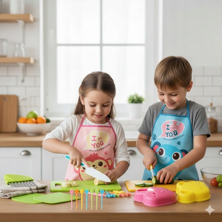 ZESTAW BEZPIECZNYCH NOŻY AKCESORIA KUCHENNE DLA DZIECI DO KROJENIA XL 42EL