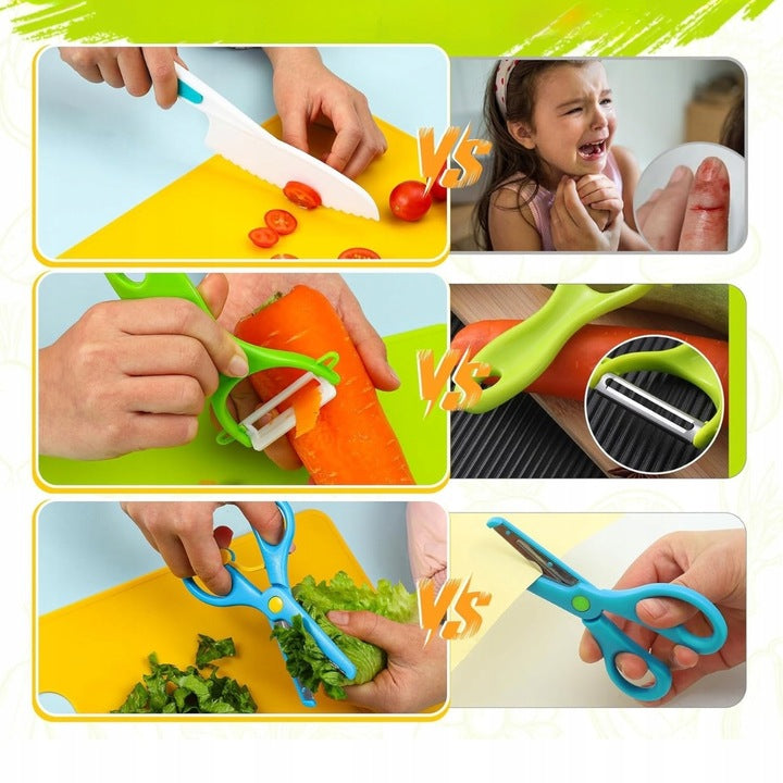 ZESTAW BEZPIECZNYCH NOŻY AKCESORIA KUCHENNE DLA DZIECI DO KROJENIA XL 42EL