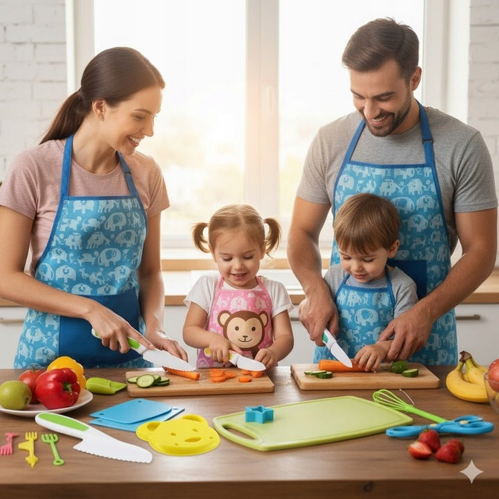 ZESTAW BEZPIECZNYCH NOŻY AKCESORIA KUCHENNE DLA DZIECI DO KROJENIA XL 42EL