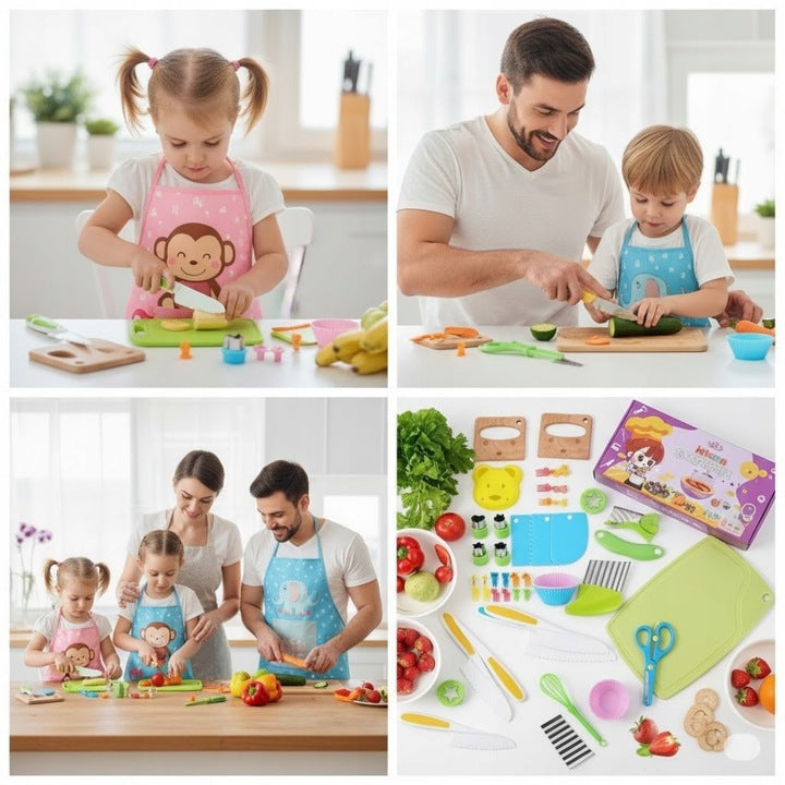 ZESTAW BEZPIECZNYCH NOŻY AKCESORIA KUCHENNE DLA DZIECI DO KROJENIA XL 42EL