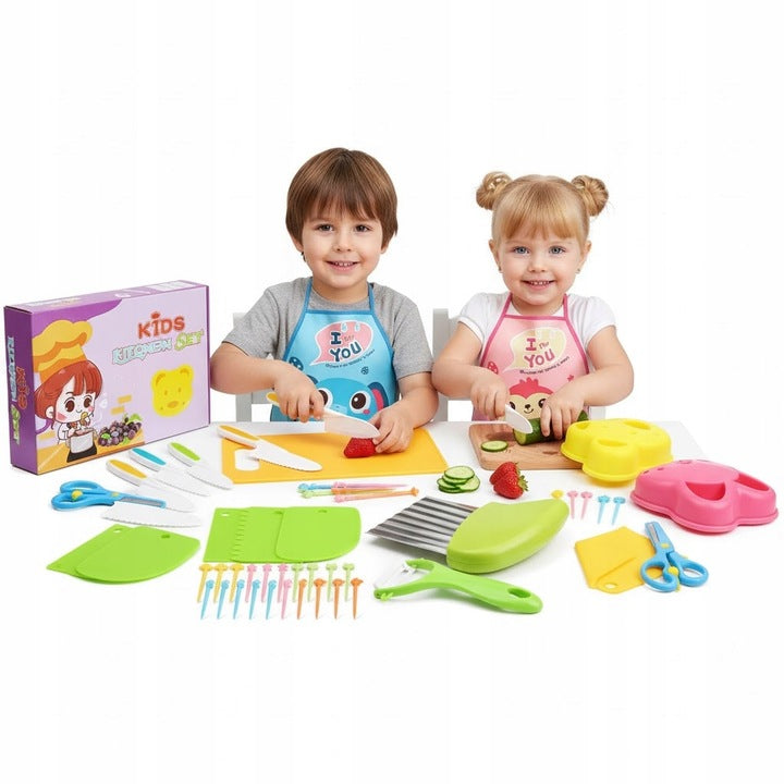 ZESTAW BEZPIECZNYCH NOŻY AKCESORIA KUCHENNE DLA DZIECI DO KROJENIA XL 42EL