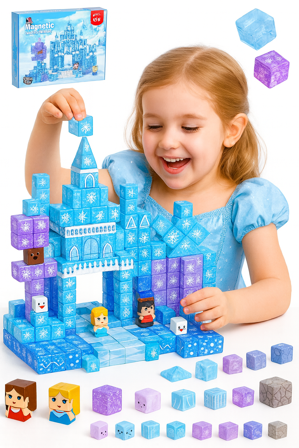 MAGNETYCZNE KLOCKI KONSTRUKCYJNE 3D ZAMEK ŚNIEŻNY PREZENT DLA DZIECI
