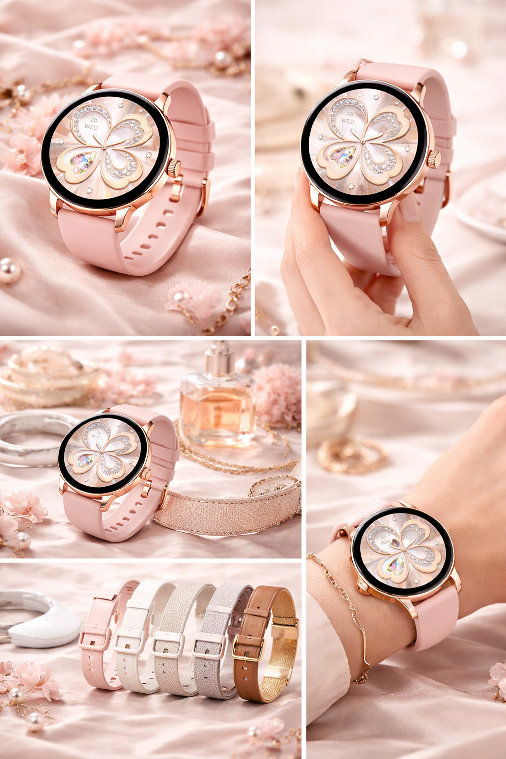 SMARTWATCH DAMSKI 5 PASKÓW GRATIS WODOODPORNY MENU JĘZYK POLSKI