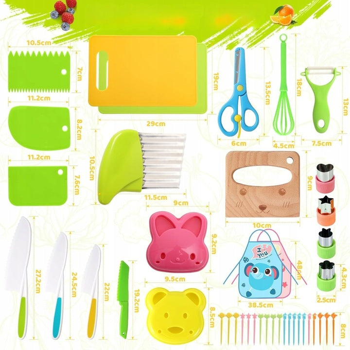 ZESTAW BEZPIECZNYCH NOŻY AKCESORIA KUCHENNE DLA DZIECI DO KROJENIA XL 42EL
