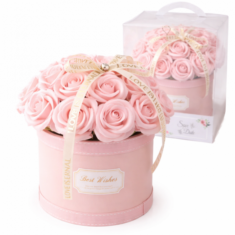 KWIATY MYDLANE FLOWER BOX BUKIET PREZENT NA Dzień Mamy PACHNĄCE RÓŻE 21szt