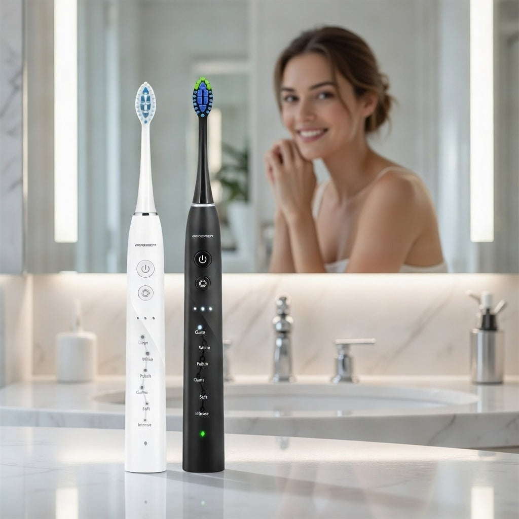 SZCZOTECZKA SONICZNA DO ZĘBÓW ZESTAW 2szt KOŃCÓWKI ŁADOWARKA