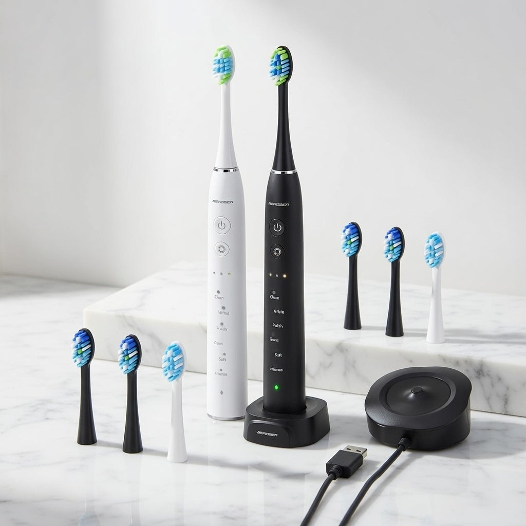 SZCZOTECZKA SONICZNA DO ZĘBÓW ZESTAW 2szt KOŃCÓWKI ŁADOWARKA