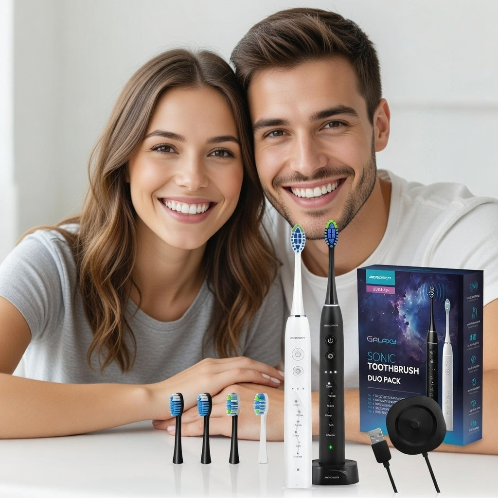 SZCZOTECZKA SONICZNA DO ZĘBÓW ZESTAW 2szt KOŃCÓWKI ŁADOWARKA