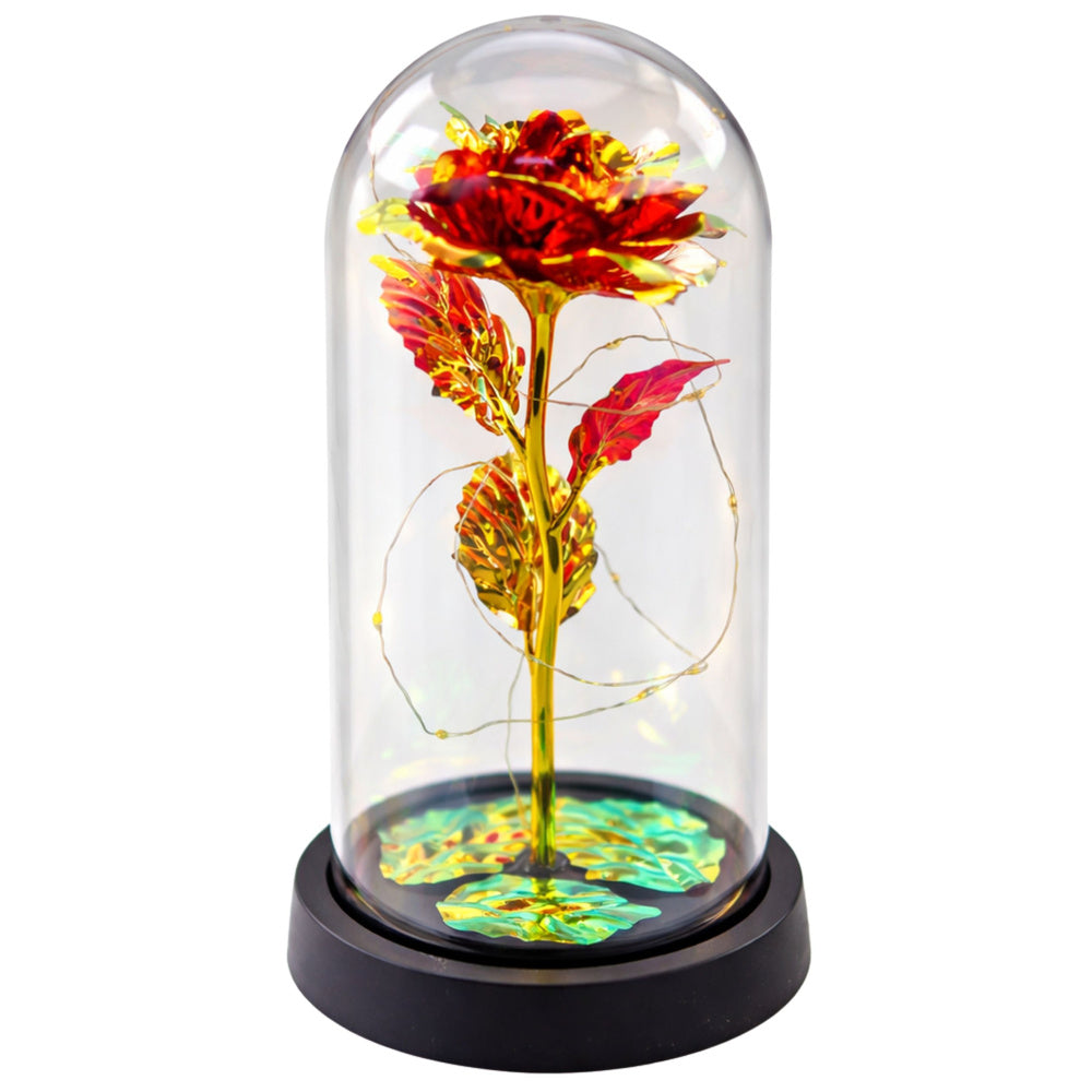 WIECZNA RÓŻA W SZKLE ŚWIECĄCA LED PREZENT NA WALENTYNKI DLA NIEJ CZERWONA