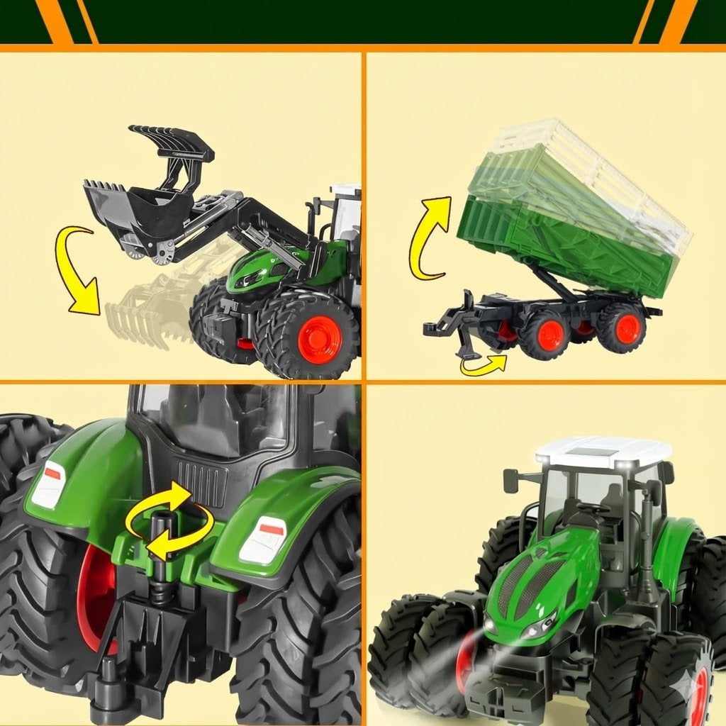 TRAKTOR ZDALNIE STEROWANY DUŻY CIĄGNIK NA PILOTA PRZYCZEPA FARMA PREZENT